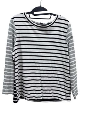 J.Crew Woman's Black & White Striped Long-Sleeve Top
